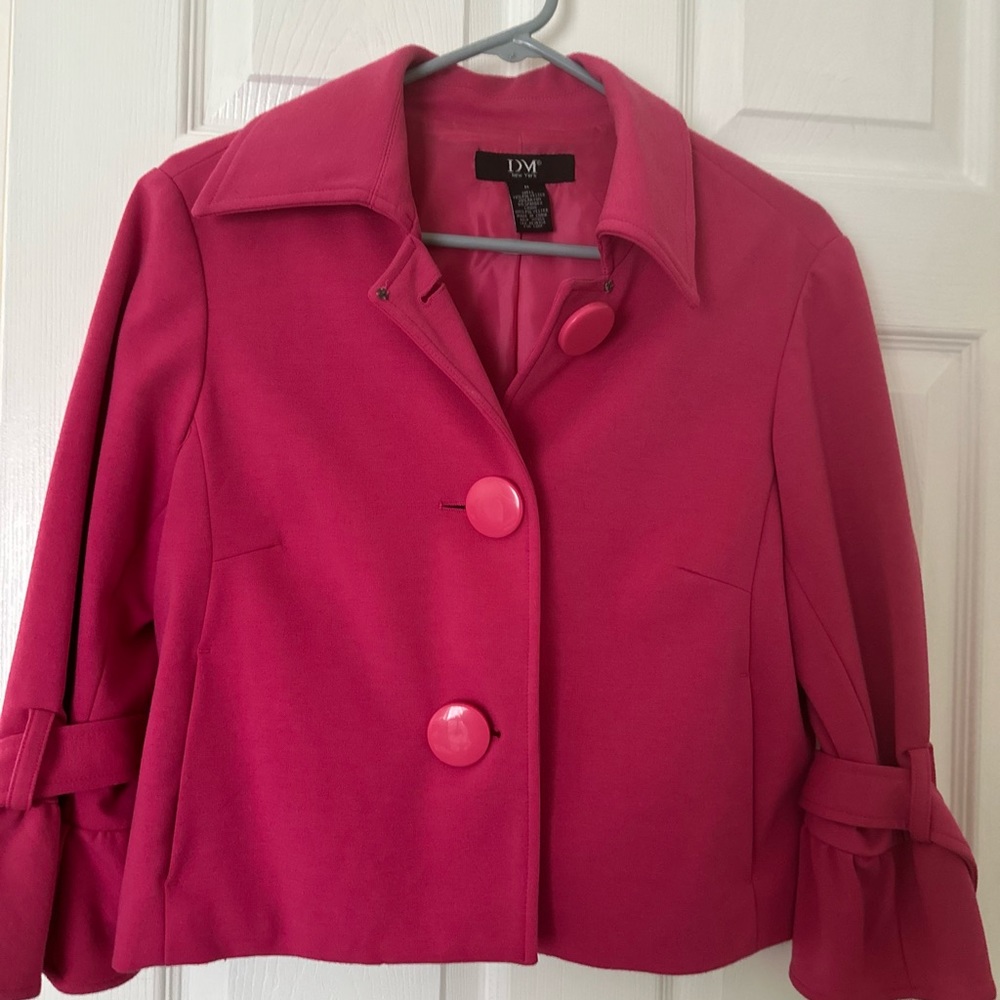 Size Med hot pink 3/4 length sleeve blazer